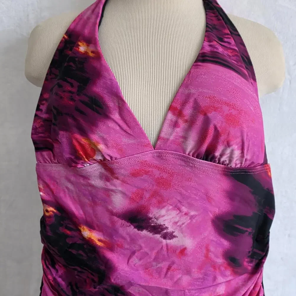 DKNY Trangle Halter-Style One-Piece Swimsuit Women's Size XL NWT